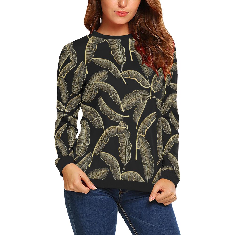 Banana Leaf Pattern Print Design BL07 Women Long Sleeve Sweatshirt-JorJune