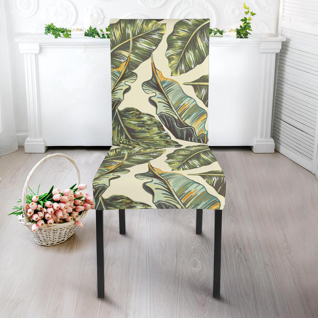Banana Leaf Pattern Print Design BL08 Dining Chair Slipcover-JORJUNE.COM