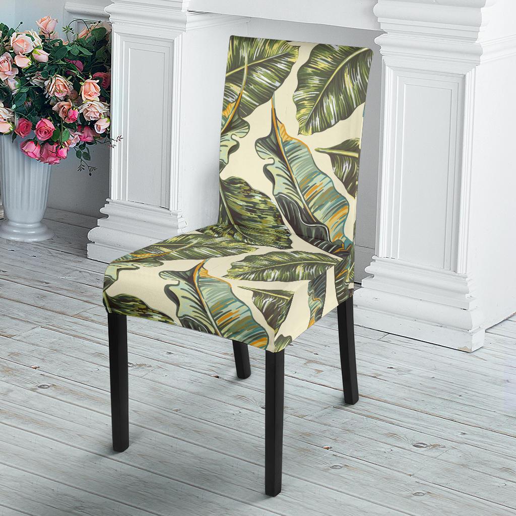 Banana Leaf Pattern Print Design BL08 Dining Chair Slipcover-JORJUNE.COM