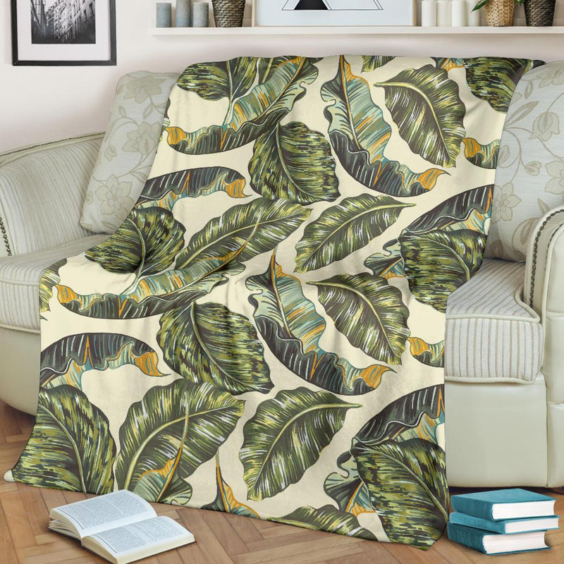 Banana Leaf Pattern Print Design BL08 Fleece Blankete