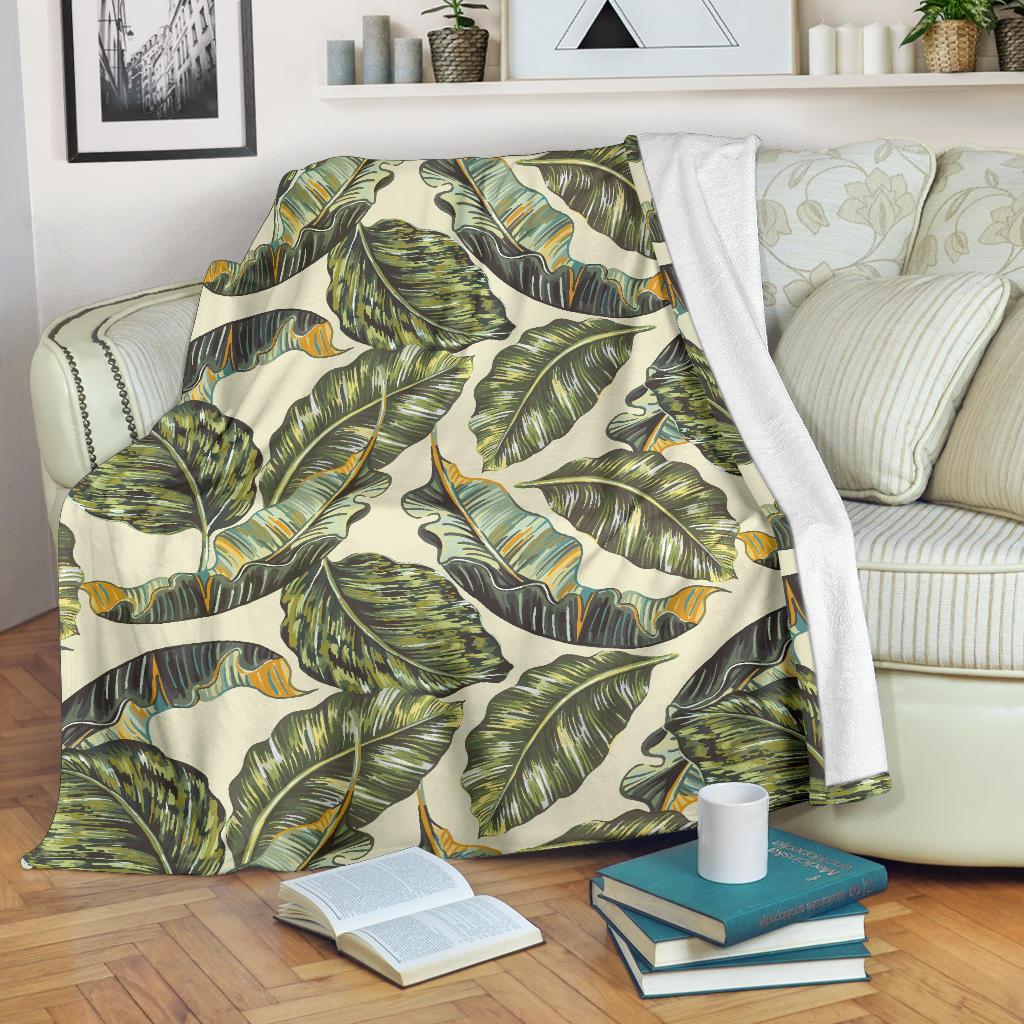 Banana Leaf Pattern Print Design BL08 Fleece Blankete