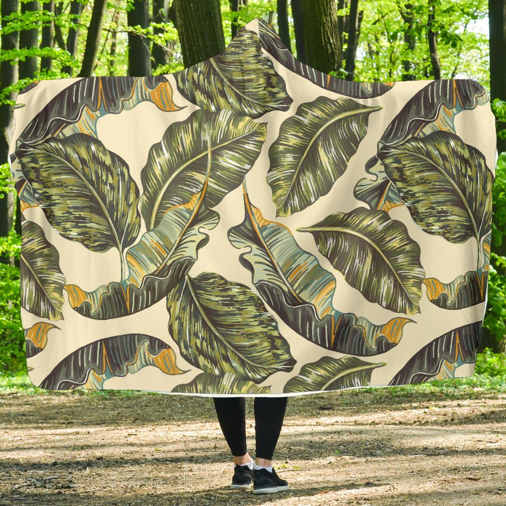 Banana Leaf Pattern Print Design BL08 Hooded Blanket-JORJUNE.COM