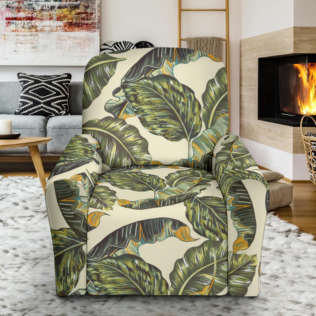 Banana Leaf Pattern Print Design BL08 Recliner Slipcover-JORJUNE.COM