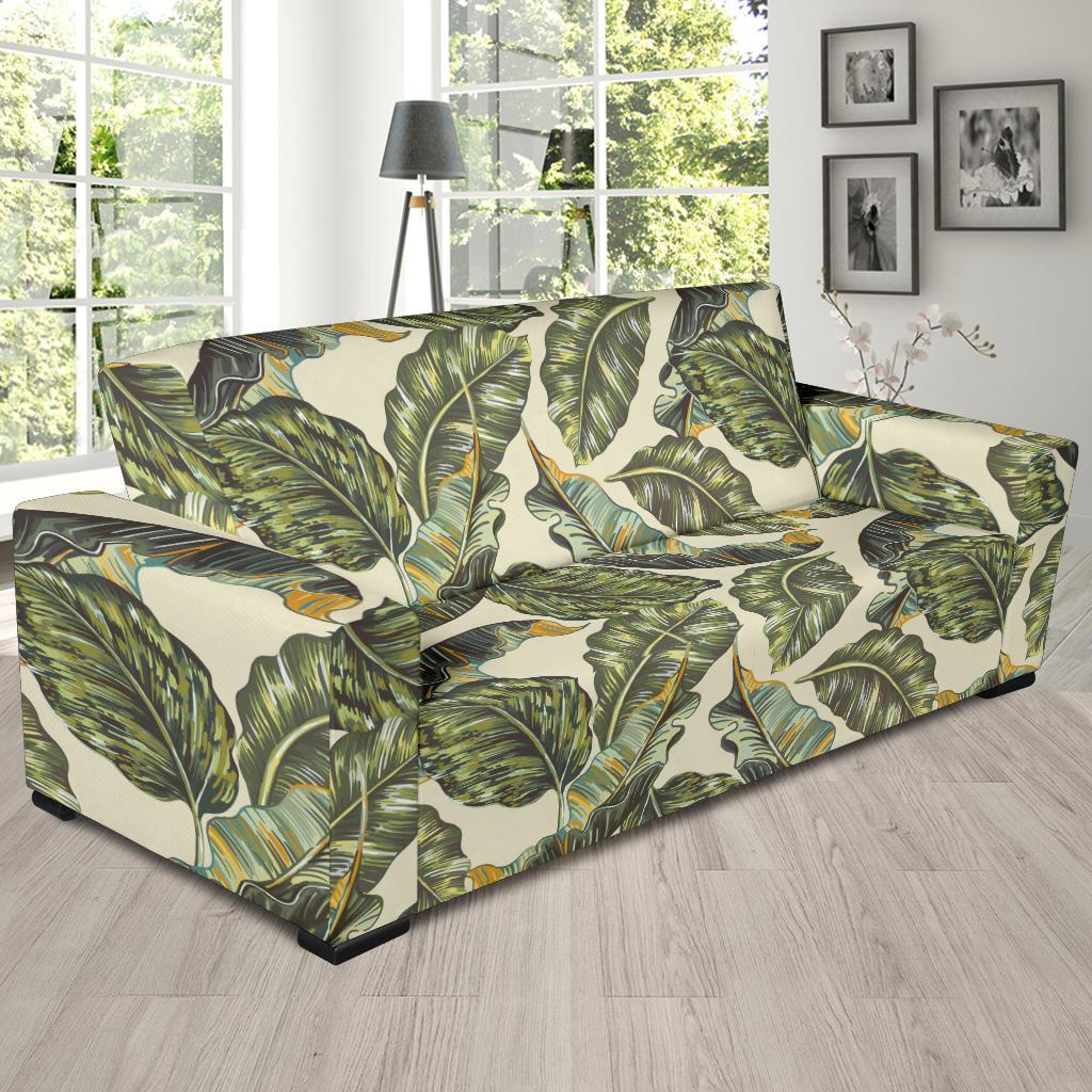 Banana Leaf Pattern Print Design BL08 Sofa Slipcover-JORJUNE.COM