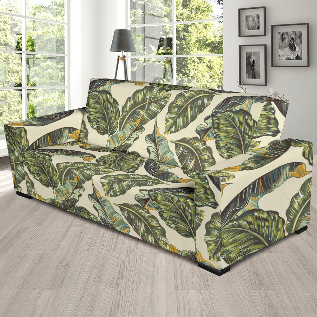Banana Leaf Pattern Print Design BL08 Sofa Slipcover-JORJUNE.COM