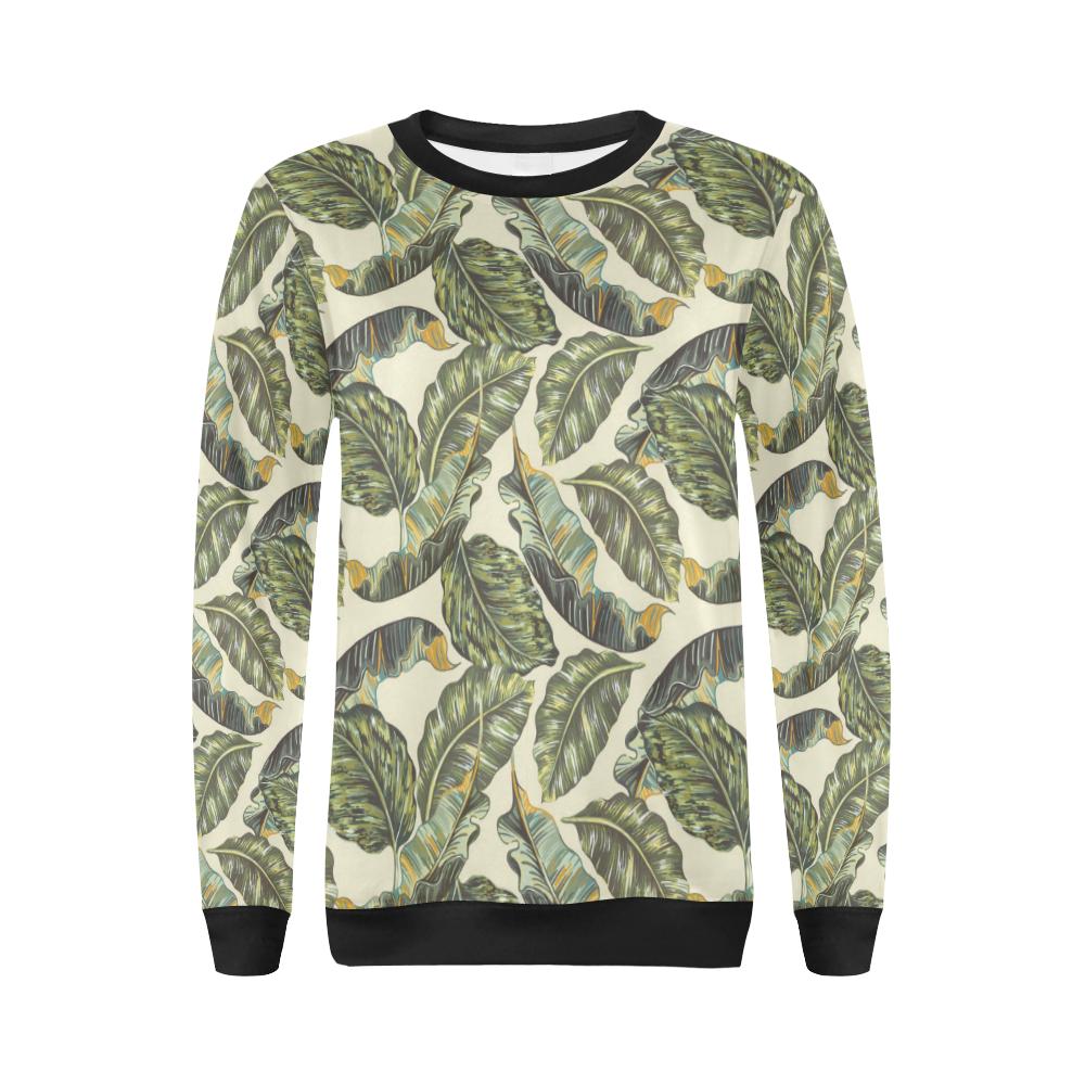 Banana Leaf Pattern Print Design BL08 Women Long Sleeve Sweatshirt-JorJune
