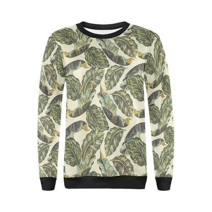 Banana Leaf Pattern Print Design BL08 Women Long Sleeve Sweatshirt-JorJune