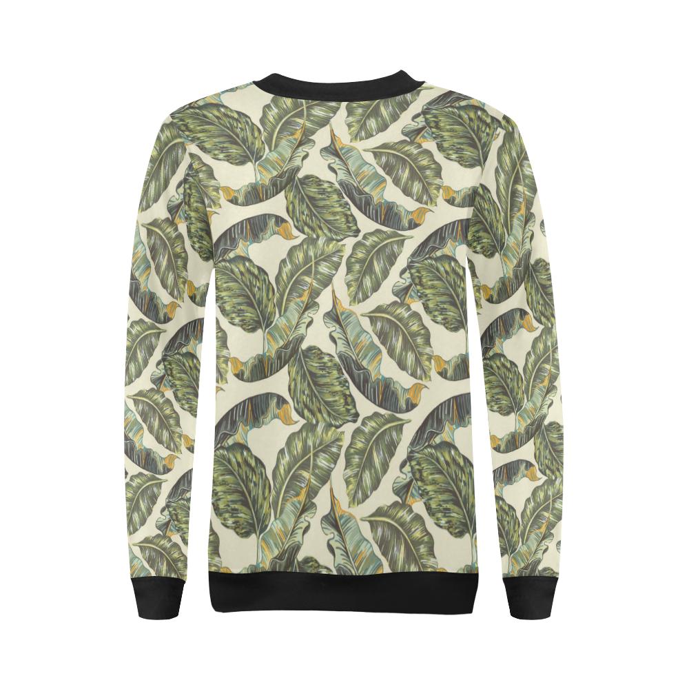 Banana Leaf Pattern Print Design BL08 Women Long Sleeve Sweatshirt-JorJune