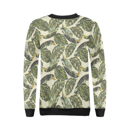 Banana Leaf Pattern Print Design BL08 Women Long Sleeve Sweatshirt-JorJune