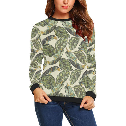 Banana Leaf Pattern Print Design BL08 Women Long Sleeve Sweatshirt-JorJune