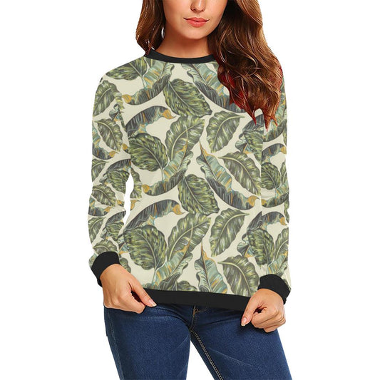 Banana Leaf Pattern Print Design BL08 Women Long Sleeve Sweatshirt-JorJune
