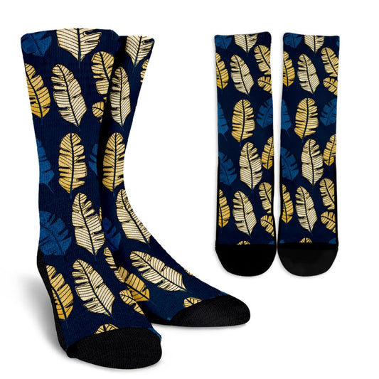 Banana Leaf Pattern Print Design BL09 Crew Socks-JORJUNE.COM