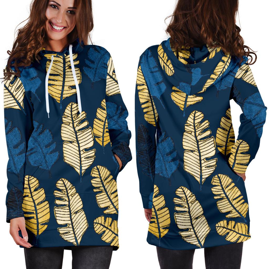 Banana Leaf Pattern Print Design BL09 Women Hoodie Dress