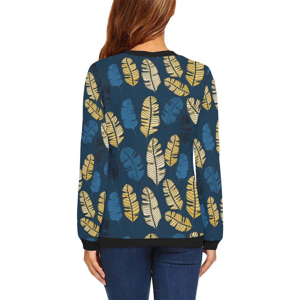 Banana Leaf Pattern Print Design BL09 Women Long Sleeve Sweatshirt-JorJune
