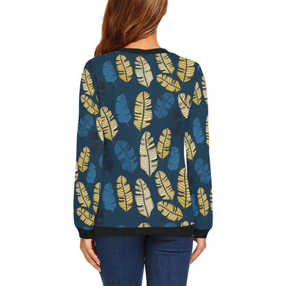 Banana Leaf Pattern Print Design BL09 Women Long Sleeve Sweatshirt-JorJune