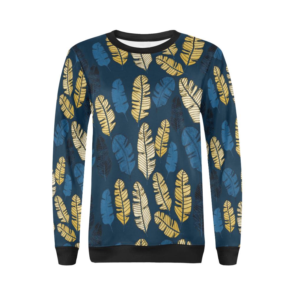 Banana Leaf Pattern Print Design BL09 Women Long Sleeve Sweatshirt-JorJune