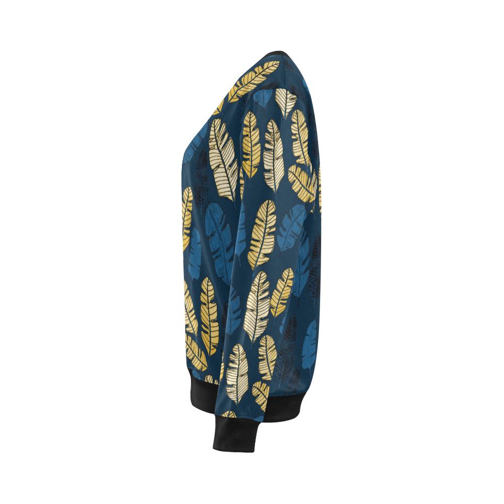 Banana Leaf Pattern Print Design BL09 Women Long Sleeve Sweatshirt-JorJune