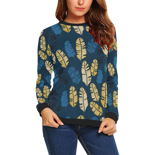 Banana Leaf Pattern Print Design BL09 Women Long Sleeve Sweatshirt-JorJune