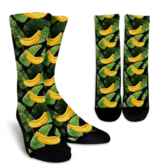 Banana Pattern Print Design BA01 Crew Socks-JORJUNE.COM