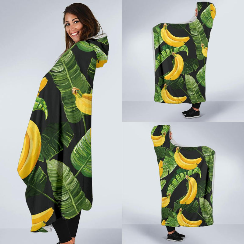 Banana Pattern Print Design BA01 Hooded Blanket-JORJUNE.COM