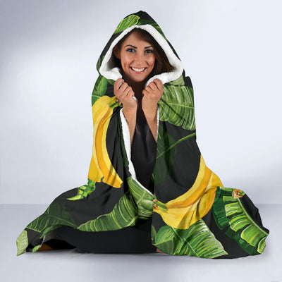 Banana Pattern Print Design BA01 Hooded Blanket-JORJUNE.COM