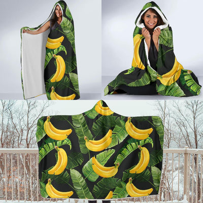 Banana Pattern Print Design BA01 Hooded Blanket-JORJUNE.COM