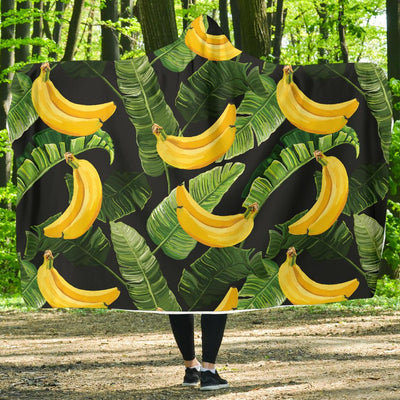 Banana Pattern Print Design BA01 Hooded Blanket-JORJUNE.COM