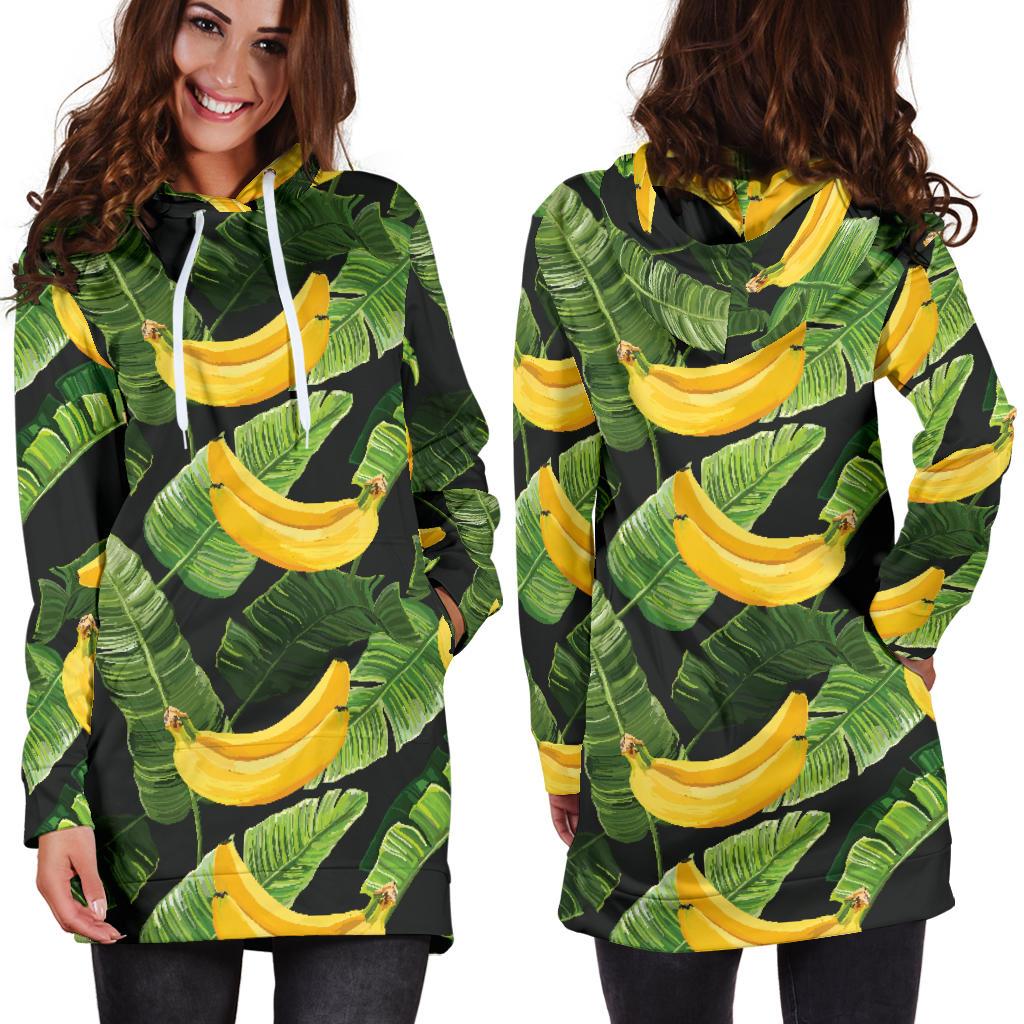 Banana Pattern Print Design BA01 Women Hoodie Dress