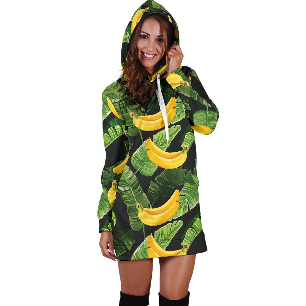 Banana Pattern Print Design BA01 Women Hoodie Dress