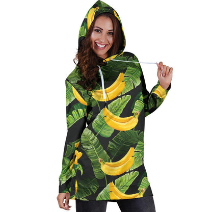 Banana Pattern Print Design BA01 Women Hoodie Dress
