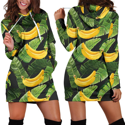 Banana Pattern Print Design BA01 Women Hoodie Dress