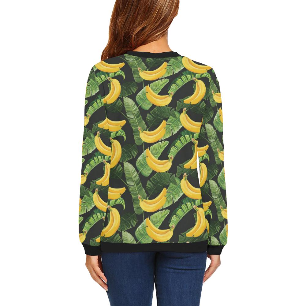 Banana Pattern Print Design BA01 Women Long Sleeve Sweatshirt-JorJune