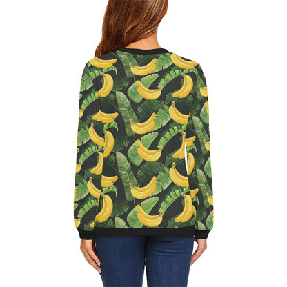 Banana Pattern Print Design BA01 Women Long Sleeve Sweatshirt-JorJune