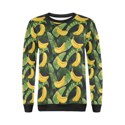 Banana Pattern Print Design BA01 Women Long Sleeve Sweatshirt-JorJune