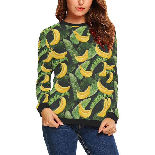 Banana Pattern Print Design BA01 Women Long Sleeve Sweatshirt-JorJune