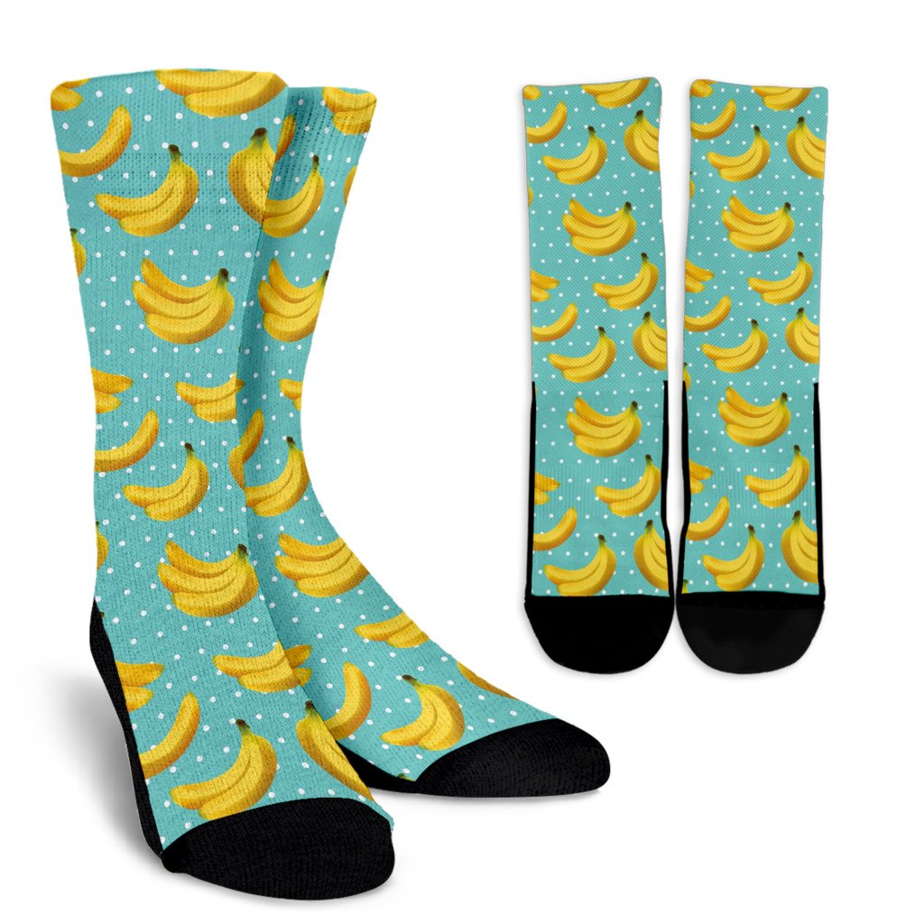 Banana Pattern Print Design BA02 Crew Socks-JORJUNE.COM