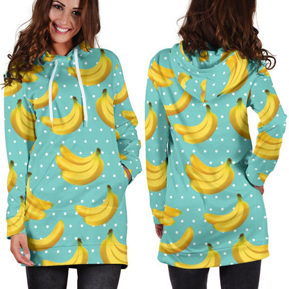 Banana Pattern Print Design BA02 Women Hoodie Dress