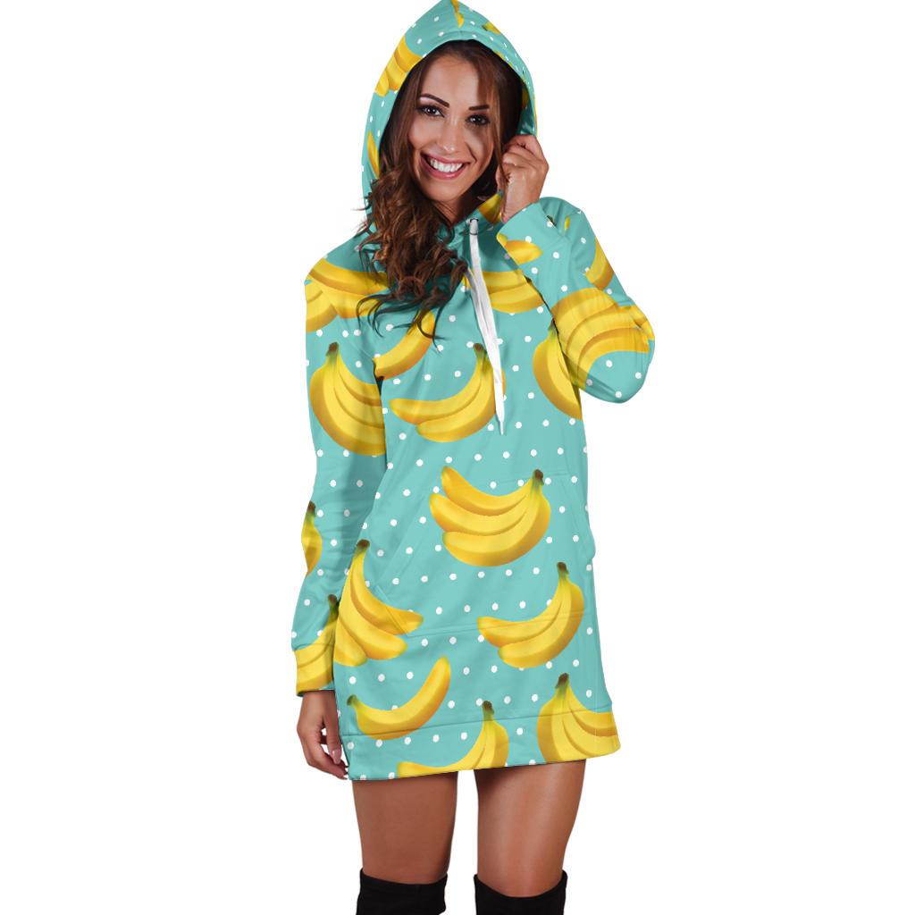 Banana Pattern Print Design BA02 Women Hoodie Dress