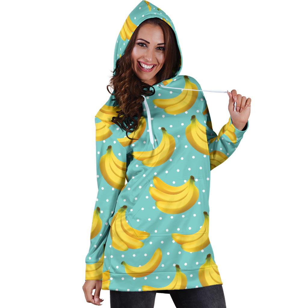 Banana Pattern Print Design BA02 Women Hoodie Dress