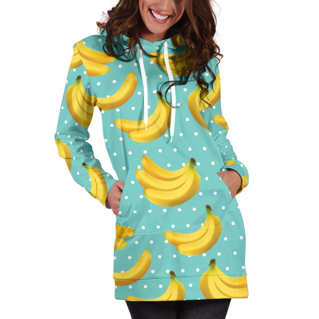 Banana Pattern Print Design BA02 Women Hoodie Dress
