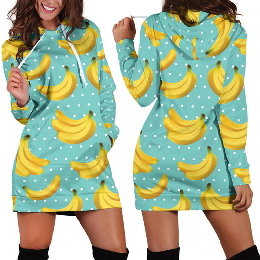 Banana Pattern Print Design BA02 Women Hoodie Dress