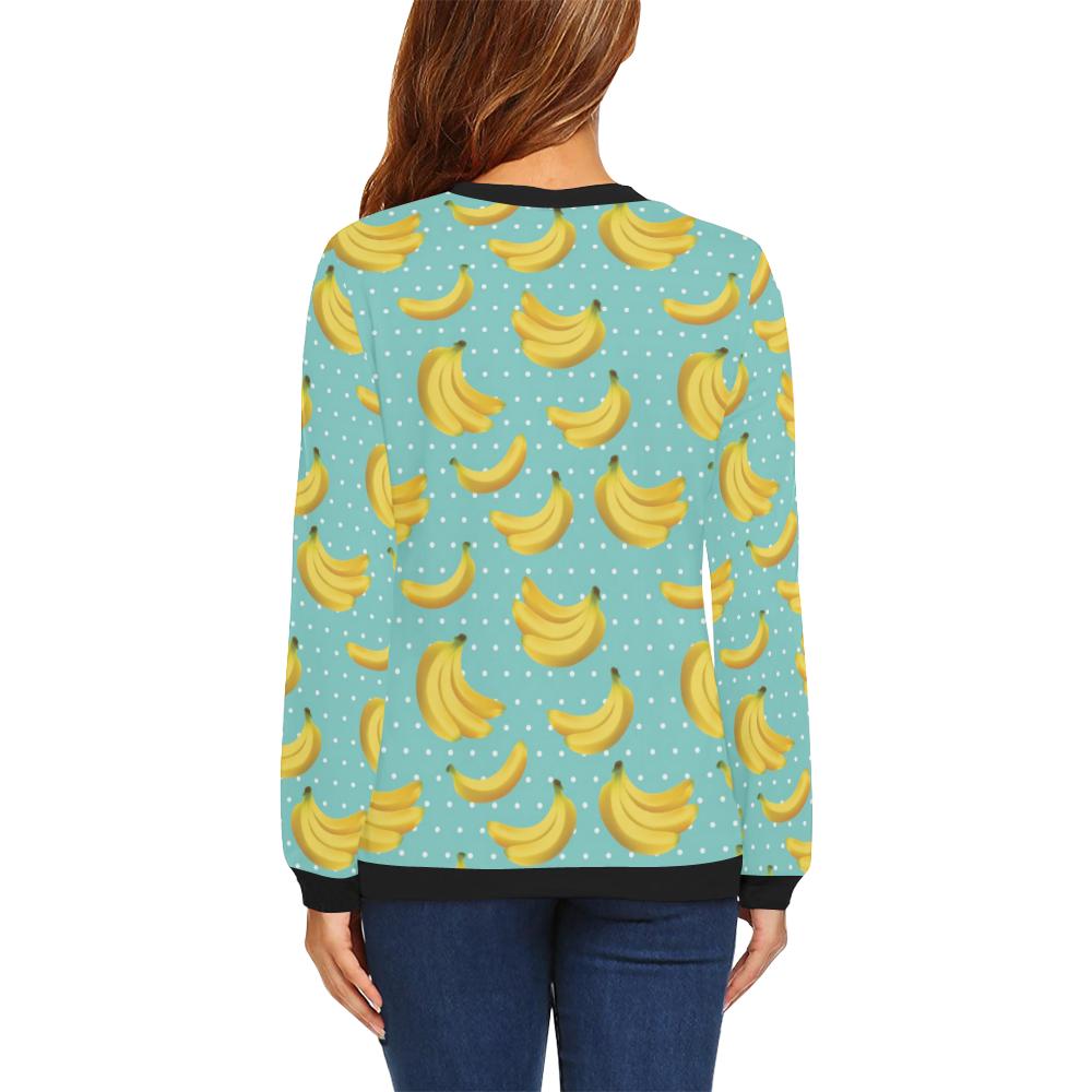 Banana Pattern Print Design BA02 Women Long Sleeve Sweatshirt-JorJune