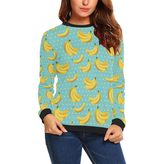 Banana Pattern Print Design BA02 Women Long Sleeve Sweatshirt-JorJune
