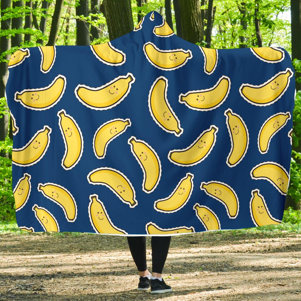 Banana Pattern Print Design BA03 Hooded Blanket-JORJUNE.COM