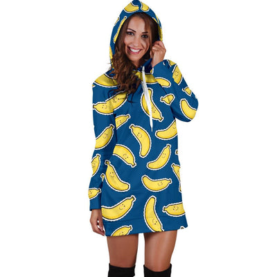 Banana Pattern Print Design BA03 Women Hoodie Dress