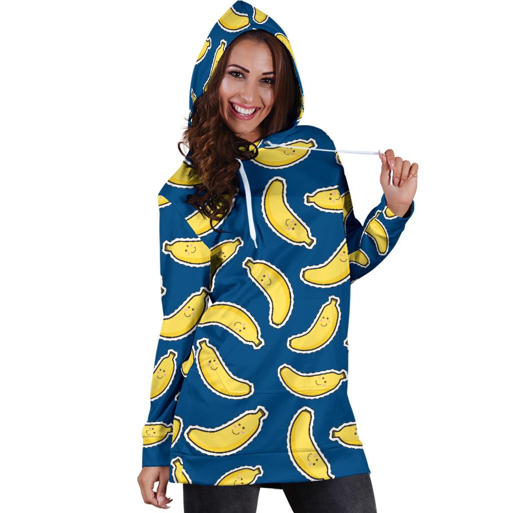 Banana Pattern Print Design BA03 Women Hoodie Dress