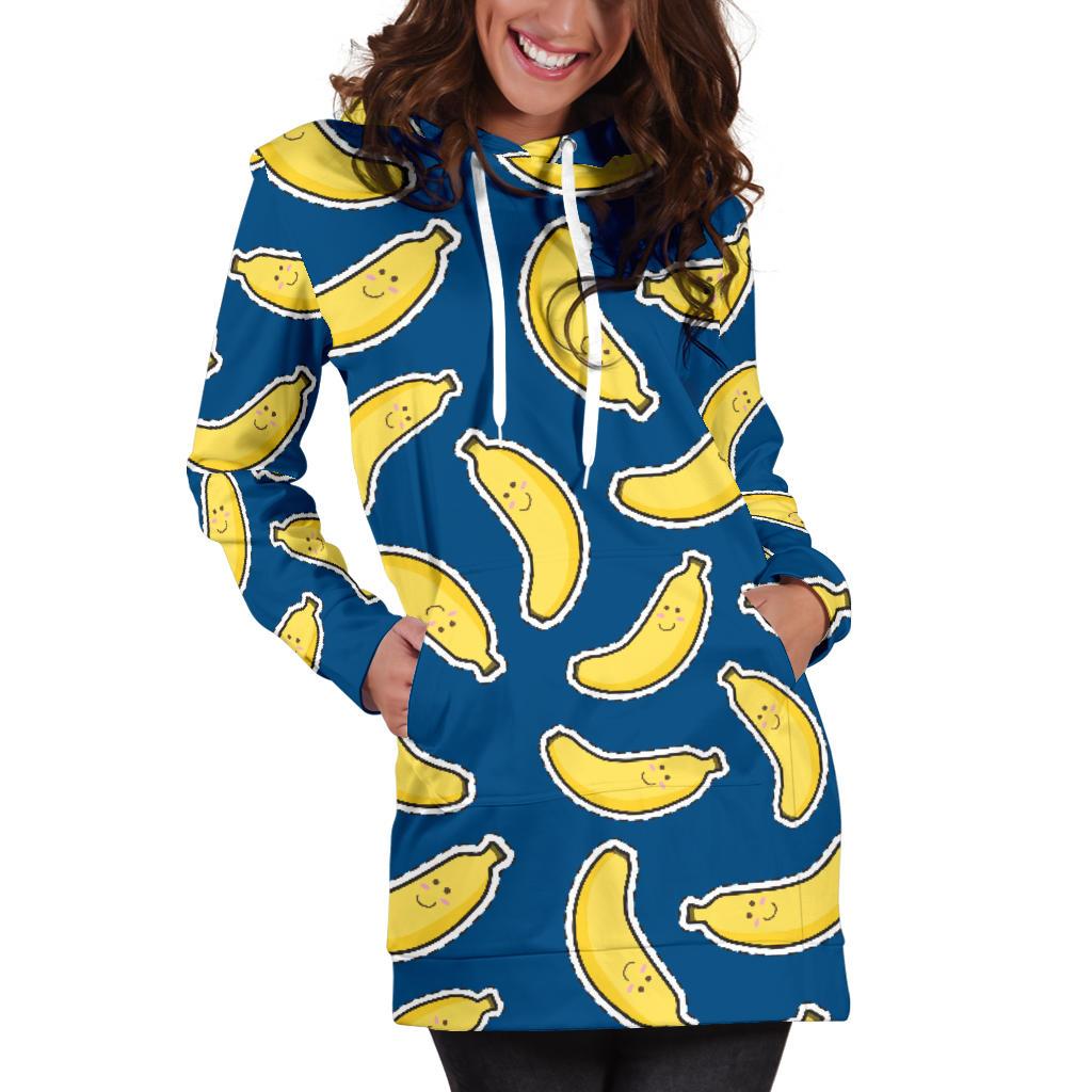 Banana Pattern Print Design BA03 Women Hoodie Dress