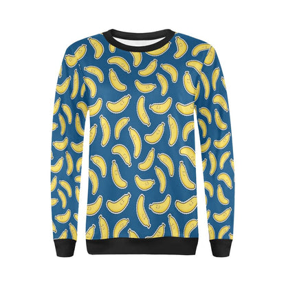 Banana Pattern Print Design BA03 Women Long Sleeve Sweatshirt-JorJune