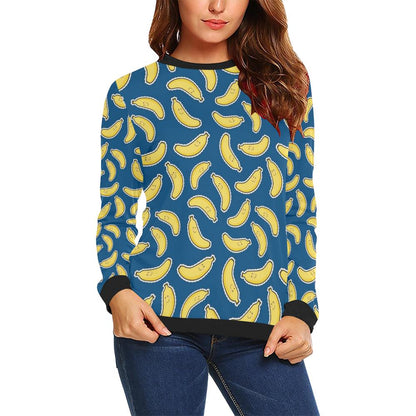 Banana Pattern Print Design BA03 Women Long Sleeve Sweatshirt-JorJune