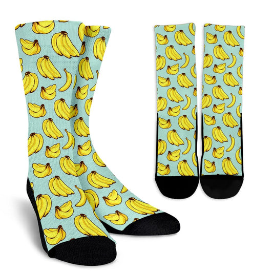 Banana Pattern Print Design BA04 Crew Socks-JORJUNE.COM